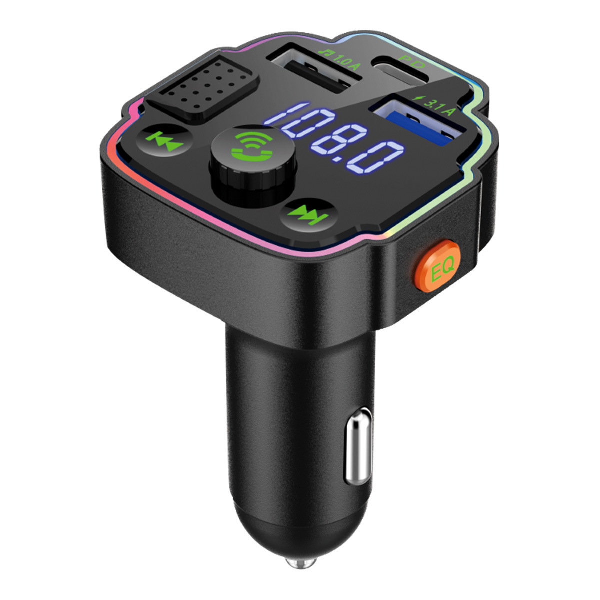 Q8 Car Mp3 Bluetooth Player Plug-In Card/U Disk Lossless Sound Quality Hands-Free Call Fm Transmitter Car Mp3