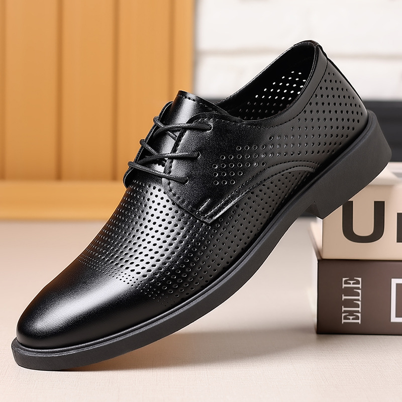 Verano plástico hueco británico casual de negocios zapatos de cuero zapatos de hombre aumentan la altura de los zapatos al por mayor zapatos casuales trajes
