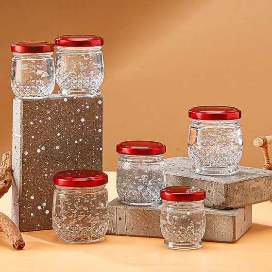 Ready-To-Eat Fresh Stewed Bird's Nest Bottle Glass Bottle Steaming Repackaging Empty Bottle High Temperature Resistant Thickeneded Transparent Glass Honey Bottle Wholesale