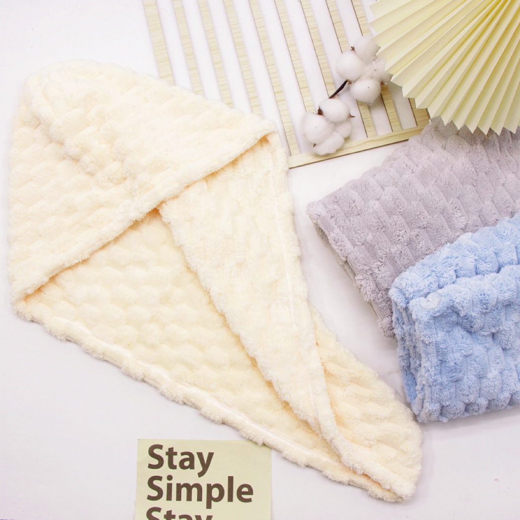 Cloud Velvet Dry Hair Cap Coral Velvet Dry Hair Cap For Women Thickened Water-absorbent Quick-drying Pullover Non-shedding Shampoo And Shower Cap