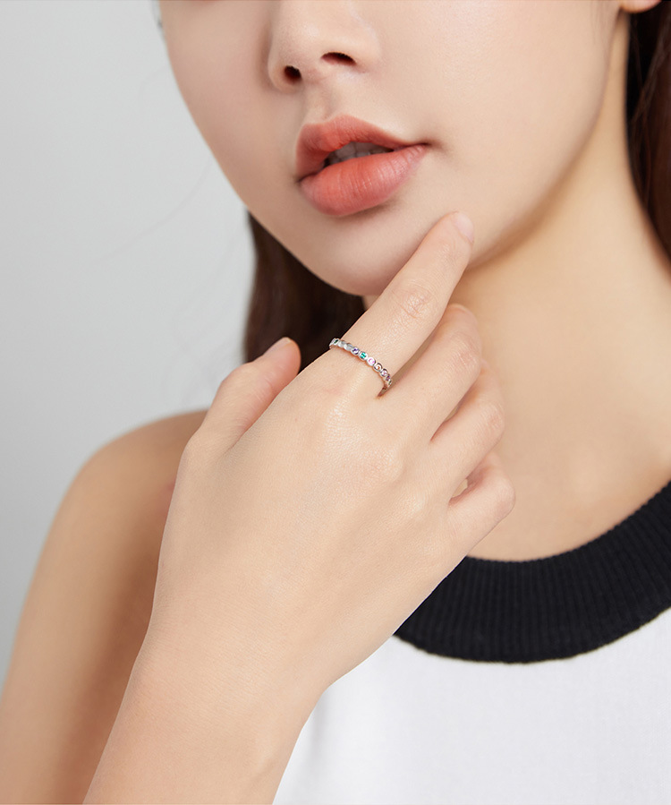 3g Weight Zircon Inlay Material Rings Classification 925 Sterling Silver Zircon Round Rings