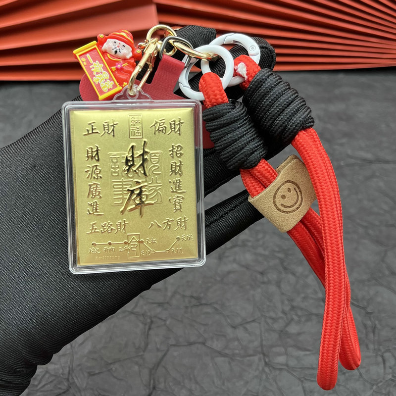 純金 999 財宝黄金お守りキーホルダー携帯電話チェーンセット小紅書人気ビジネスギフト|undefined