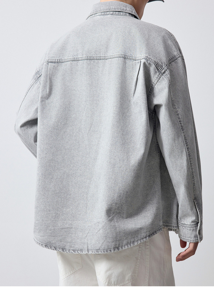Áo khoác denim nam phong cách Mỹ, thêu họa tiết, kiểu dáng cổ điển — màu xanh nhạt chi tiết 25