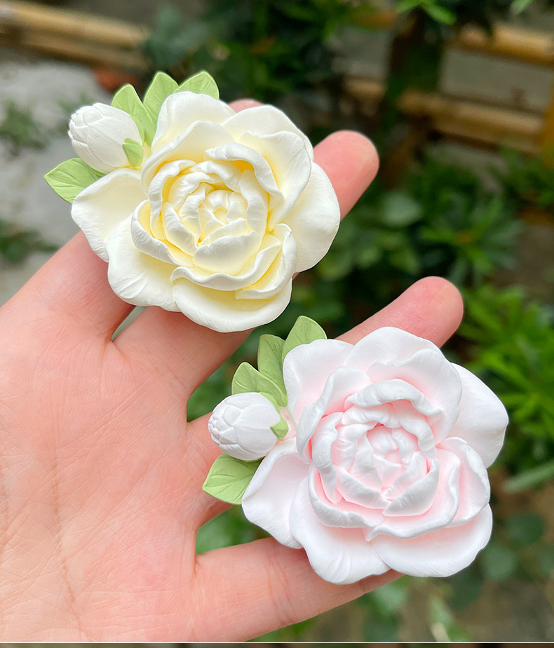 Jasmine Flower Car Perfume Aromatherapy Car Air Conditioner Vent Decoration Diffuser Stone Flower Car Interior Ornament Goddess Style