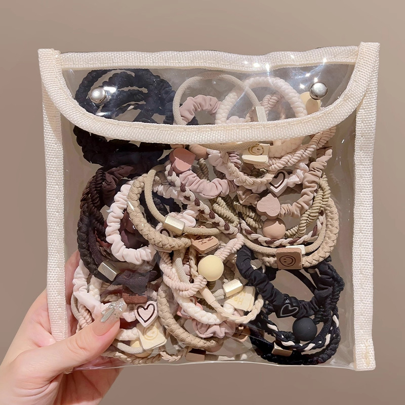 可爱笑脸发饰加宽加粗橡皮筋女韩系简约发绳咖色小熊头绳百搭头饰|undefined