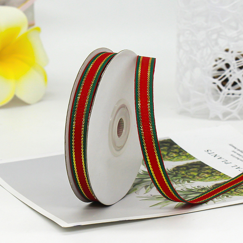 Fábrica al por mayor cinta de Navidad embalaje de regalo cinta de borde dorado rayas para hornear cinta de pastel decorativo image 7