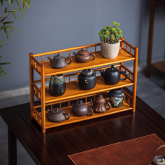 ティーカップ展示棚茶道具工夫収納棚オフィス楠竹茶道棚デスクトップ茶台展示