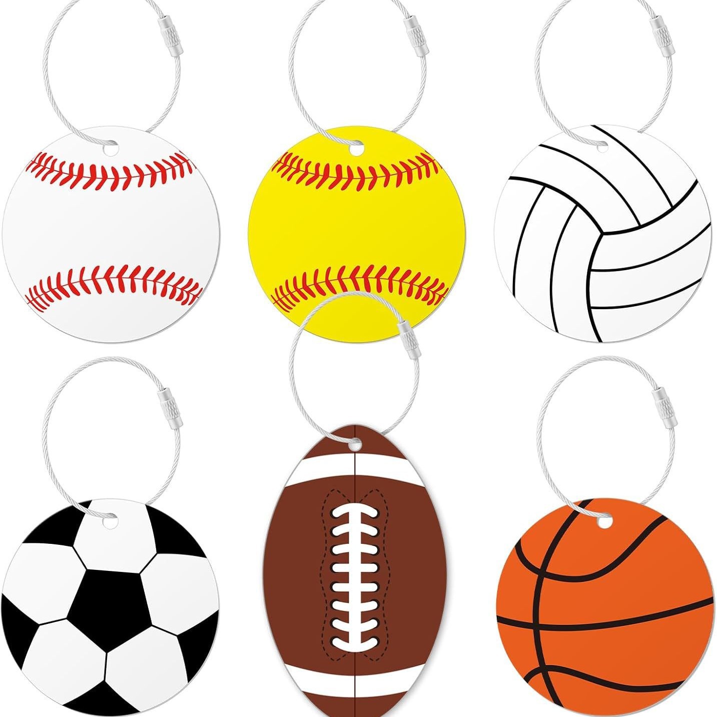 Baseball Luggage Tag with Metal Ring 2.75inch (Approx. 7cm) Keychain - Travel Suitcase
