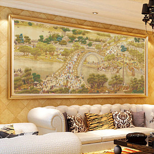 Diamond Painting of "The Riverside Scene at Qingming" Panoramic View, Large Full Diamond Embroidery for Living Room, New Style of "The Riverside Scene at Qingming" Cross-Stitch