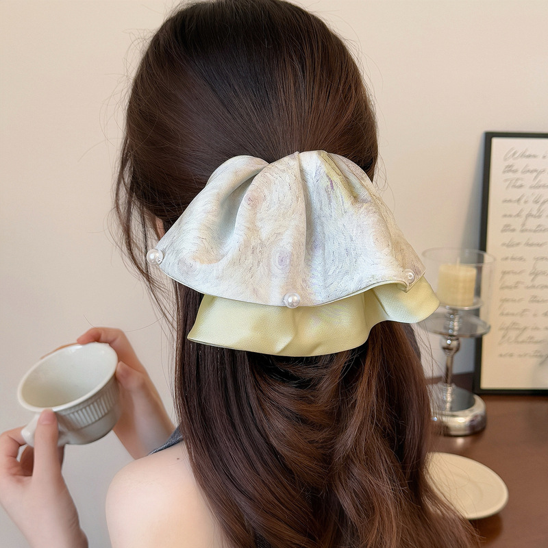 無地サテンリボン後頭部ヘアピン、スーパーフェアリーライト、豪華でファッショナブルなポニーテールクリップ、女性用の甘くてかわいいクリップ|undefined