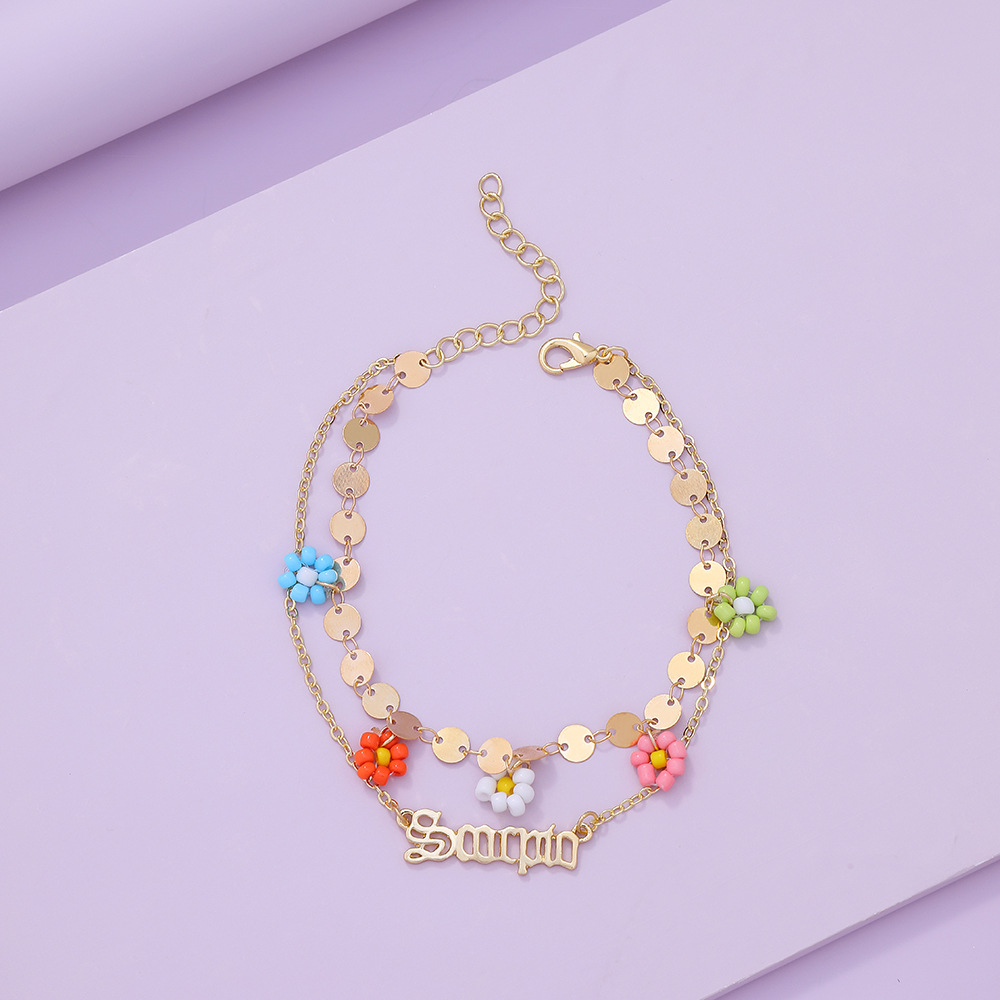 Wholesale Creative Beads Flower Letter Constellation Anklet Nihaojewelry display picture 9