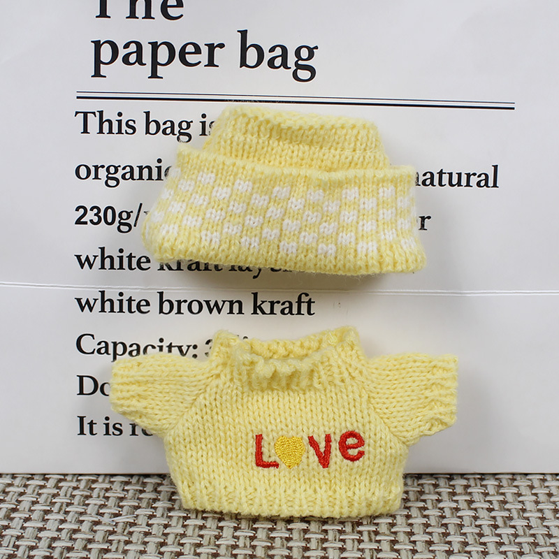 17cm muñeca labubu ropa de tela muñeca suéter sombrero de lana muñeca set