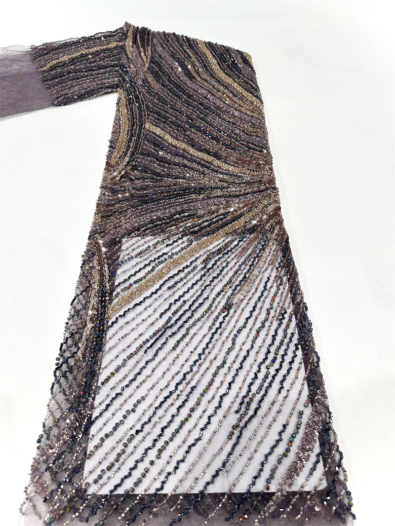 Tejido de malla de bordado de industria pesada bordado de tubo de perlas tridimensional vestido de boda cena tela de moda spot transfronterizo