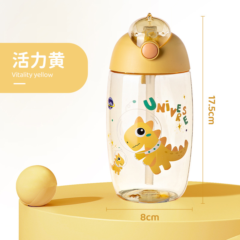 Taza para aprender a beber nueva, taza espacial, portátil, taza para beber a prueba de caídas, taza con pajita para exteriores, taza para niños para aprender a beber, taza de agua de dinosaurio