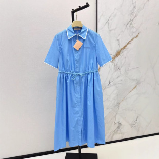 深圳南油25春夏款減齡學院風蕾絲拼接翻領抽繩收腰蓬蓬襯衫連衣裙