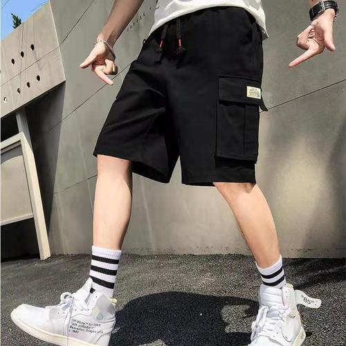 Men's Short Pants Outerwear Summer Ice Silk Mid-Crotch Beach American Sporty Cool Loose Trendy Casual Pants