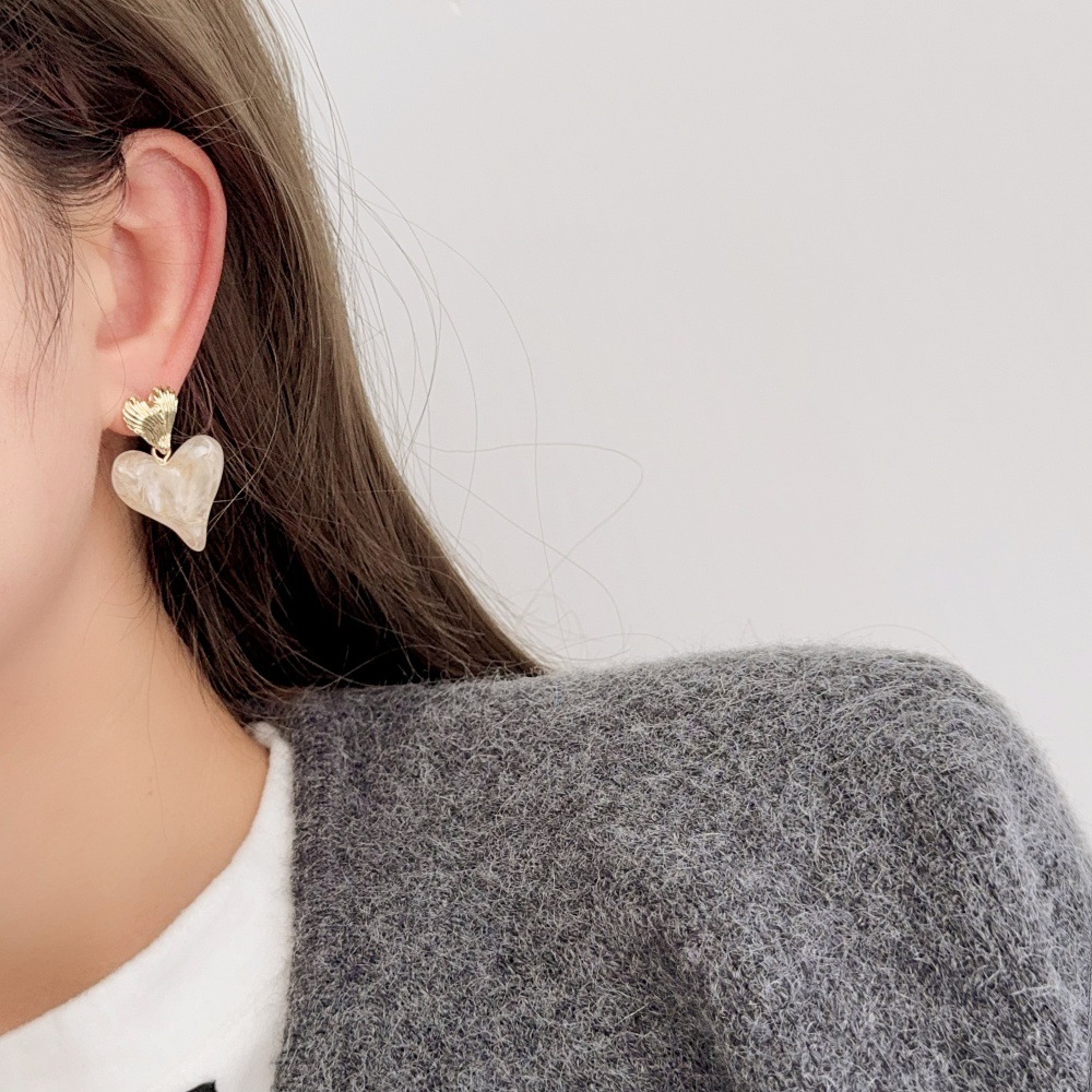 11g Weight 925 Sterling Silver Ear Needle Material Drop Earrings Classification 1 Pair Quantity Daily Occasion Resin, Copper Alloy Material Heart Shape Pattern Women's Gender Plating Design Vintage Style, Sweet Style 1 Pair Vintage Style Sweet Heart Shape Plating Resin Copper Alloy Drop Earrings 6