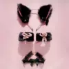 3#Black hairy powder+black bracelet+black lace neck circle