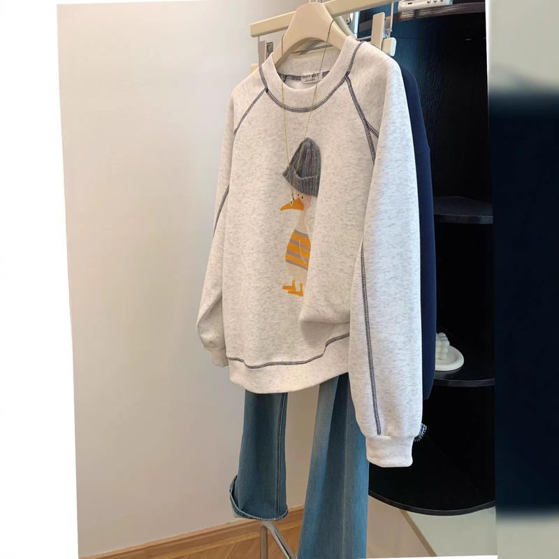 Cross-Border 120kg Cartoon 3D Hooded Duck Sweatshirt with Visible Stitching and Raglan Sleeves, Women's Autumn and Winter Top, Cute and Loose Fit Cross-Border 120kg Cartoon 3D Hooded Duck Sweatshirt with Visible Stitching and Raglan Sleeves, Women's Autumn and Winter Top, Cute and Loose Fit