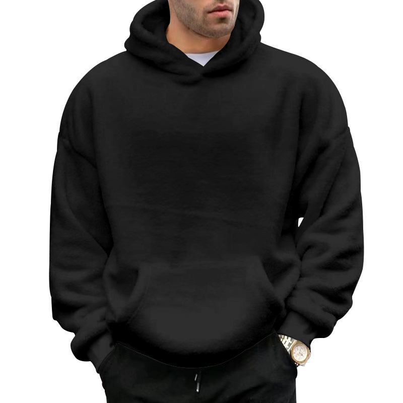 Herren Winter Kapuzenpullover Aus Flanell Mit Lammwolle Gefüttert_voghion.com