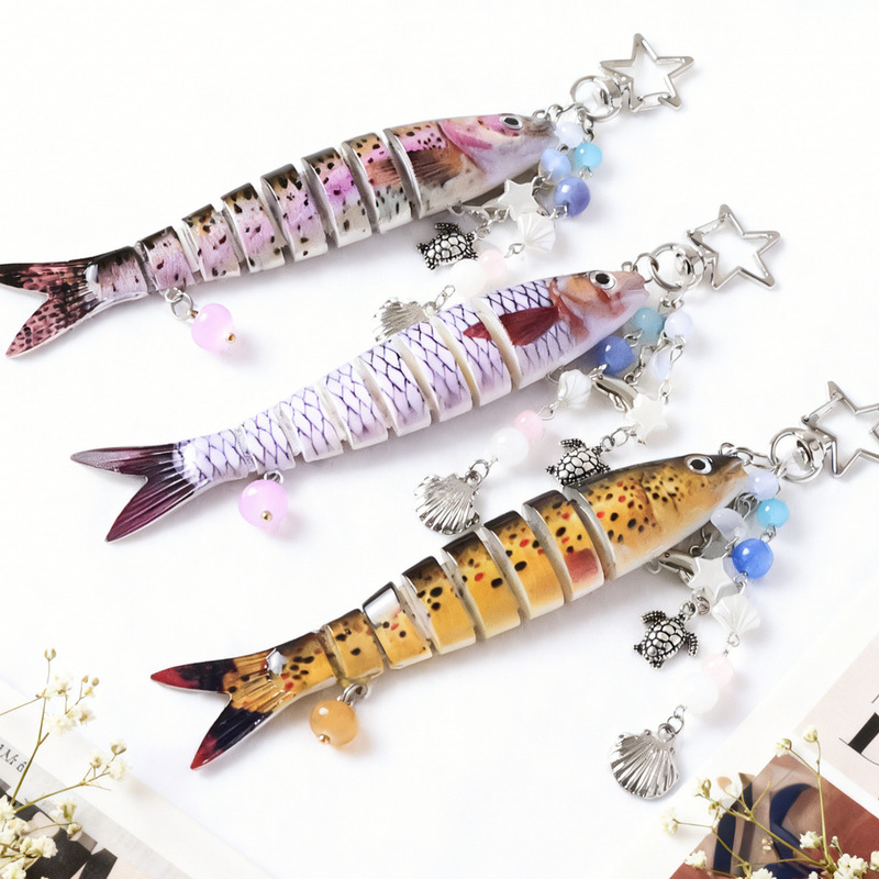 Fish Keychain Fish Hook Keychain Fishing Lure Keychain Backpack Pendant Creative Keychain Pendant