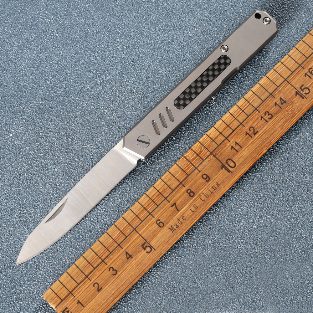 钛柄无锁口袋折叠刀便携方便水果户外钓鱼工具