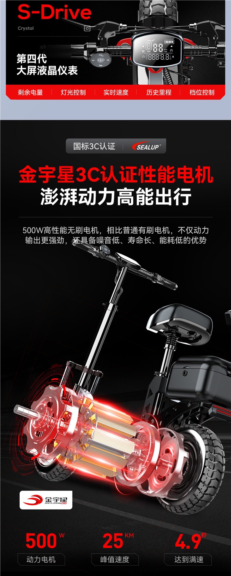 Hilop electric scooter for commuting to work, electric folding scooter with a trunk, off-road shock-absorbing small electric scooter