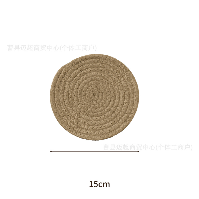 現物の綿織のコースターの円形の食卓の防熱マットのシンプルな日本式のシンプルな食事マットの断熱マットのレストランの砂の鍋のマット|undefined