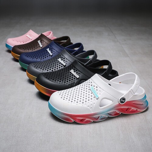 High-elastic slippers, men's summer sandals, outdoor hole shoes, women's exterior beach sandals, household semi-drag couples