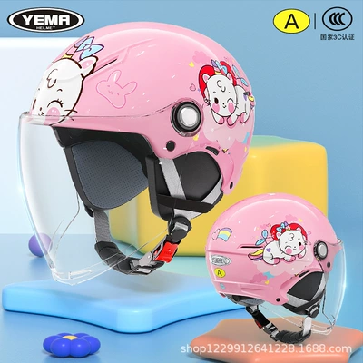 Safety Helmet — Motosiklet kaskı (dəbilqə) - four-seasons-light-pink-unicorn-kitten-transparent-long-mirror