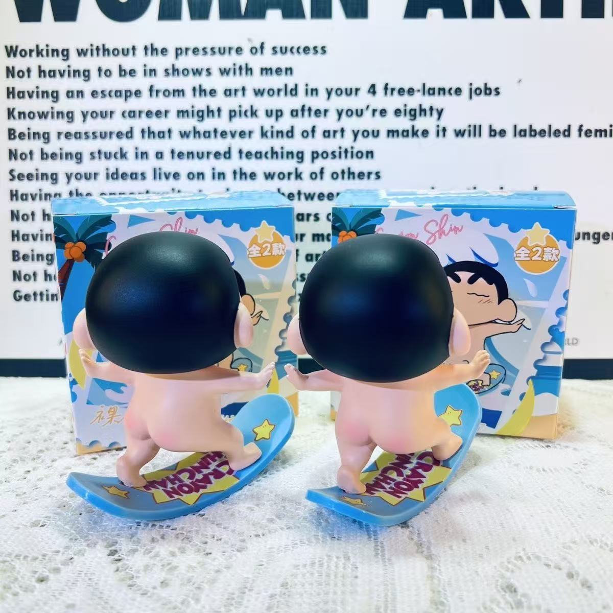 Crayon Shin-Chan Skateboard Surfing Full Series Q Version Lotus Anime Figure Model Desktop Ornament Car Central Control Doll
