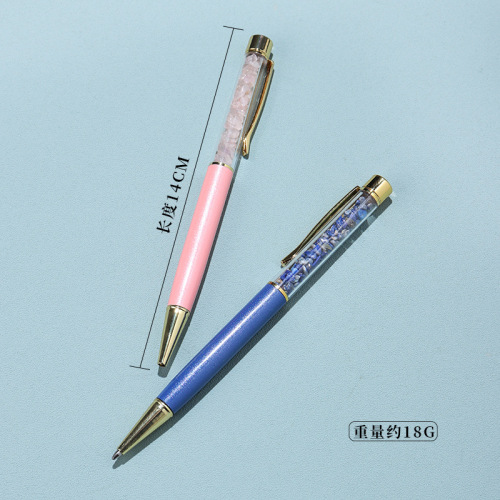 Natural crystal gravel metal ballpoint pen crystal diamond pen rotating metal pen office advertising gift diamond pen