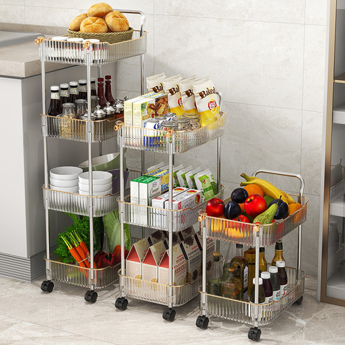 Cart rotating storage rack, floor-standing multi-layer movable storage rack for kitchen and living room, dropshipping from factory