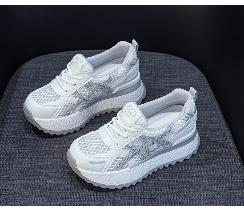 Giày sneaker nữ đế dày lưới thoáng khí phong cách thể thao — Xám 5073, Mơ 5073, Vàng 5073 chi tiết 29