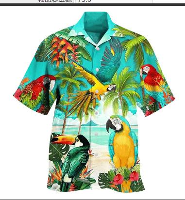 AliExpress hombres del verano Hawaiano Impresión digital camisa de solapa de manga corta Camisa de impresión 3D fuente de fábrica