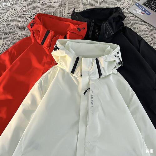 Autumn Functional Windproof Jacket for Men, Trendy Brand, Youthful Design, Black Samurai Style Hiking Jacket