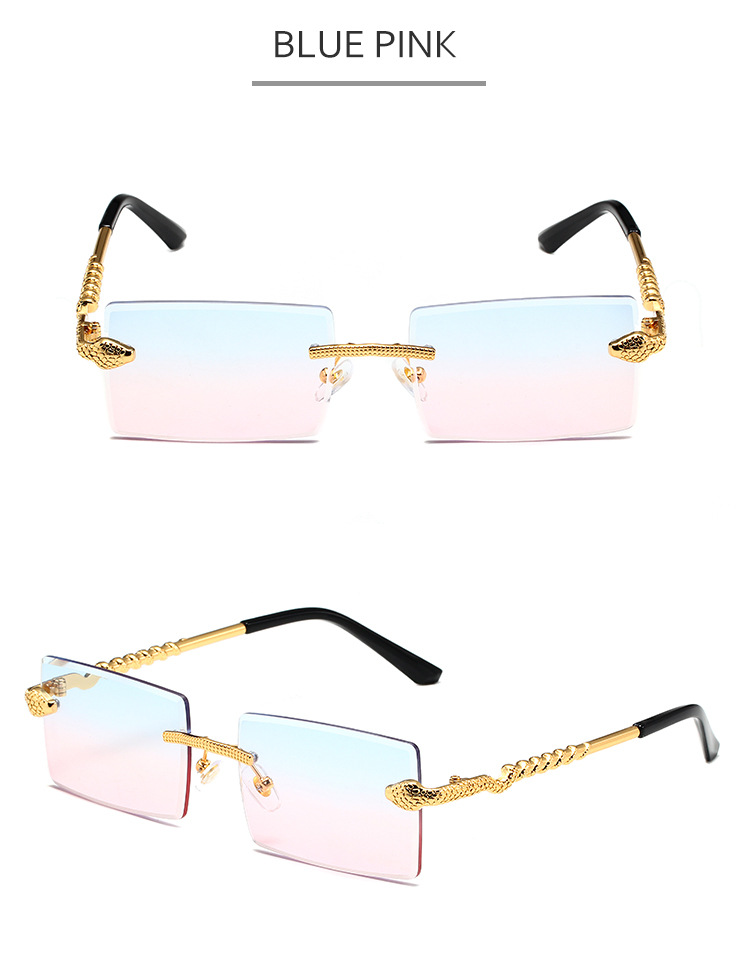 60g Weight Frameless Glasses Structure Sunglasses Classification PC, UV400 Protection Lens Material Square Glasses Style Casual, Daily Occasion Solid Color Pattern Unisex Gender Retro, Simple Style Style Gold, Black Color Retro Simple Style Solid Color PC UV400 Protection Square Frameless Women's Sunglasses 10