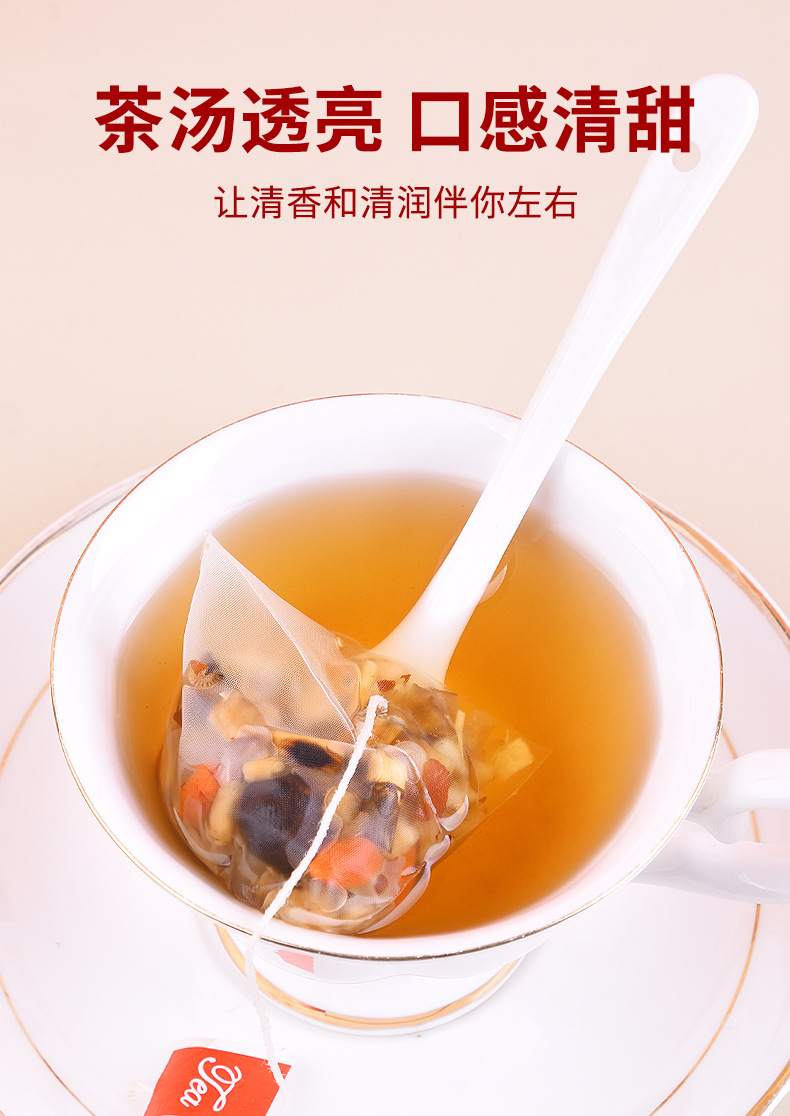 Zhu Zhe Mao Gen Xue Li Tea Bamboo Sugarcane Imperata Root Pear Blend 40 Pyramid Tea Bags 400g details