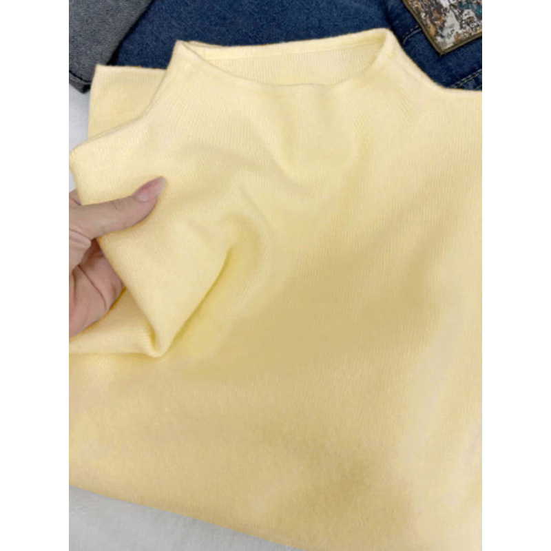 豆绿色半高领软糯针织衫女秋冬季毛衣内搭打底衫修身正肩显瘦上衣|undefined