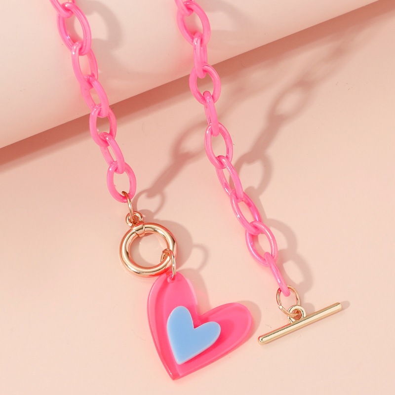 Lips, Heart Shape, Key Pattern Simple Style Lips Heart Shape Key Arylic Pendant Necklaces Wholesale