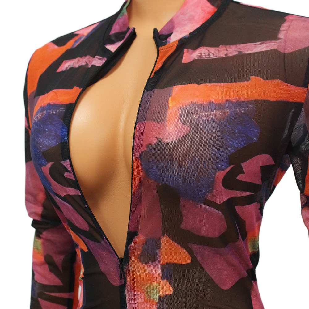 Women Clothing Sexy Digital Printing Jumpsuit