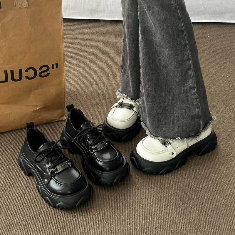 2023 new spring British style beige platform leather shoes women's spring popular retro all-match single-layer shoes 2023 new spring British style beige platform leather shoes women's spring popular retro all-match single-layer shoes