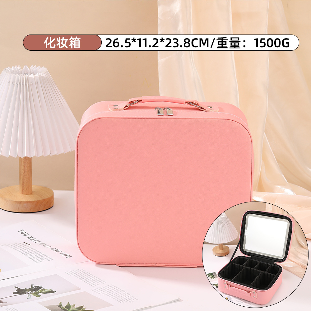 Bolsa de maquillaje espejo LED almacenamiento portátil caja de maquillaje portátil maquillaje caja de almacenamiento de gran capacidad para viajes Otros
