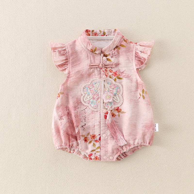Baby Clothes, Summer Clothes, Newborn Baby Clothes, Baby Girl's Jumpsuit, Full Moon, 100 Days, One Year Old, Cheongsam, Summer Clothes
