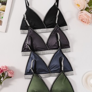 Women's Bra with Sparkling Straps, Sexy Push-Up, Beautiful Back, French Bottoming Underwear, Cross-Border Comfort