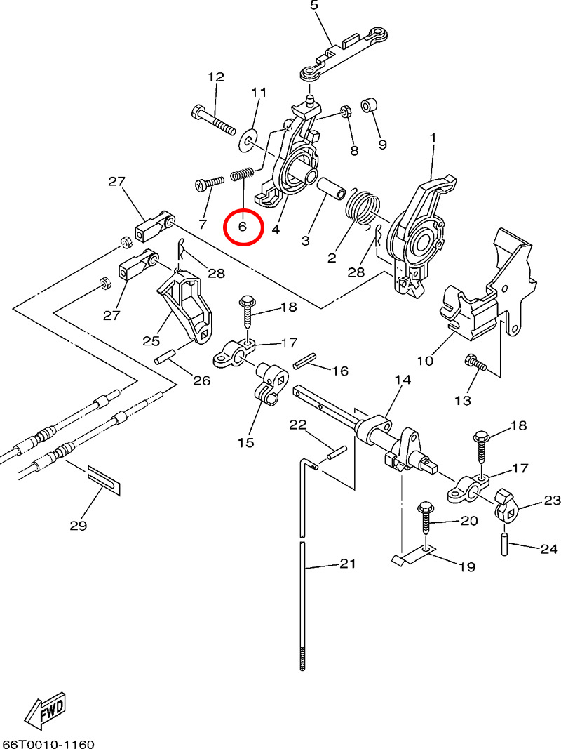6)翟墨DEMONS舷外机船外挂机橡皮艇限位螺钉压缩弹簧90501-10M84