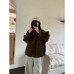 韩版秋季时尚酷帅风外套设计感拼袖工装风衣连帽夹克棒球服ZC