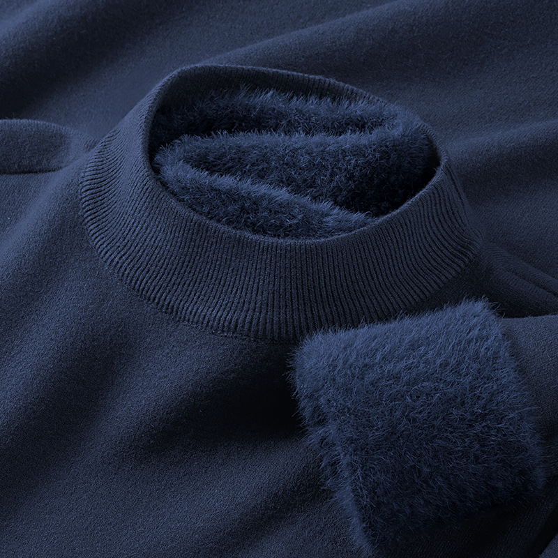 モーダルウール秋冬半高襟セーター男性ニット長袖韓国版ベルベット厚手シャツ上着