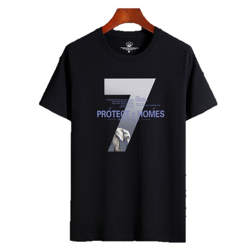 Camiseta de manga corta para hombres de verano nuevo cuello redondo de algodón de moda más tamaño de los hombres de Hong Kong estilo estudiante top de fondo entrega de media manga