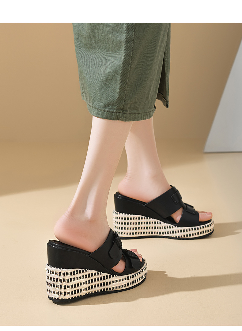 Sandal cao gót nữ đế xuồng da thật quai khóa mũi hở — màu đen, màu nâu nhạt, Trắng kem- chi tiết 13